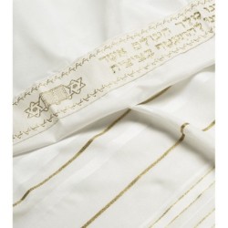 Talitnia Acrylic Tallit (Prayer Shawl) - White and Gold Stripes