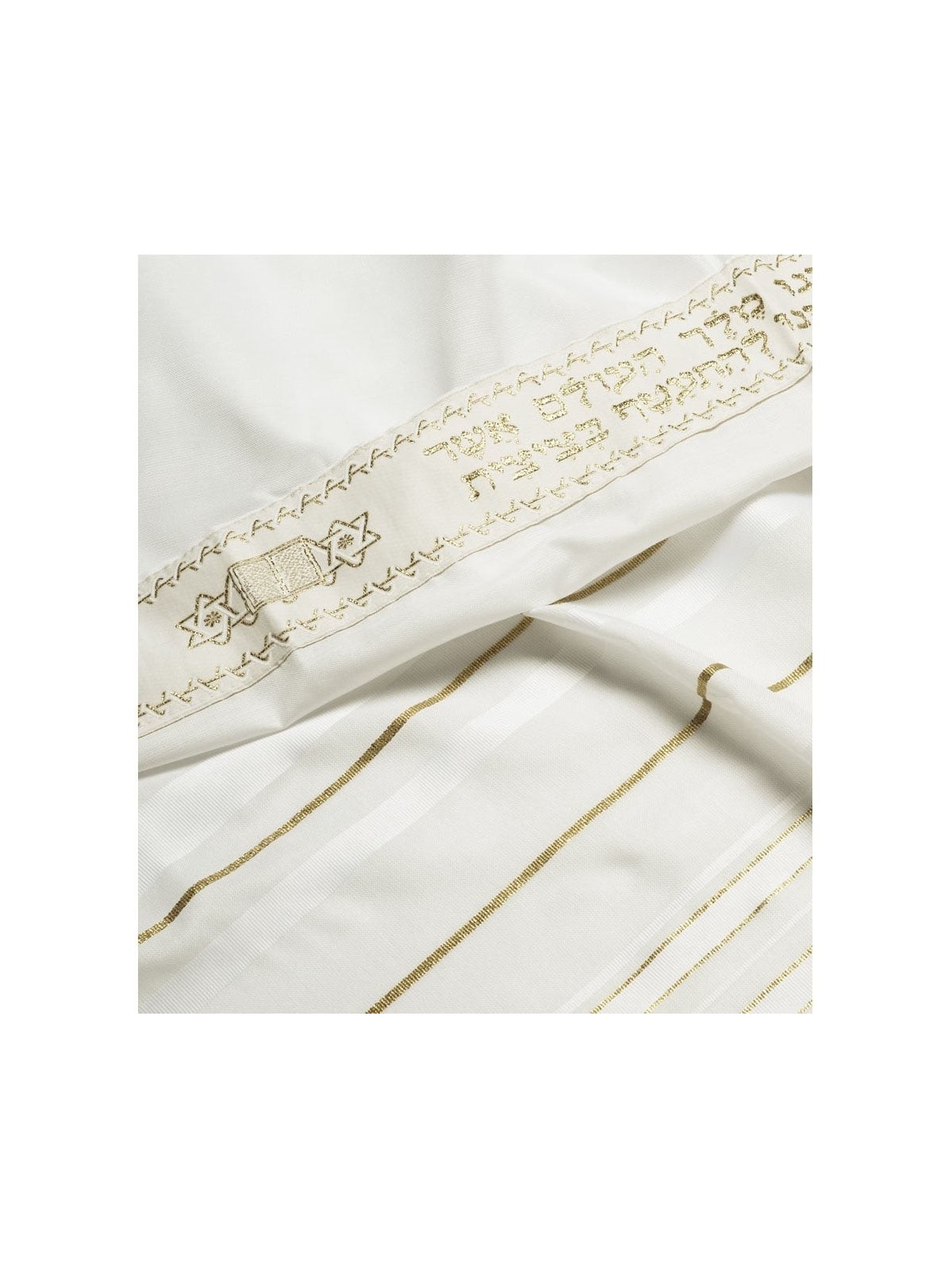 Talitnia Acrylic Tallit (Prayer Shawl) - White and Gold Stripes