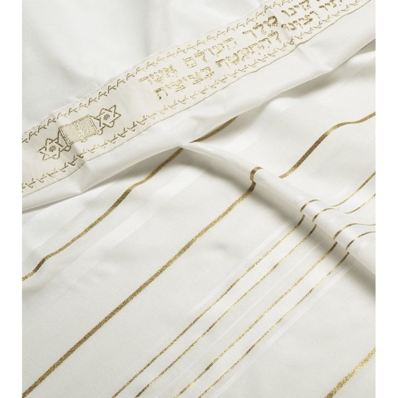 Talitnia Acrylic Tallit (Prayer Shawl) - White and Gold Stripes