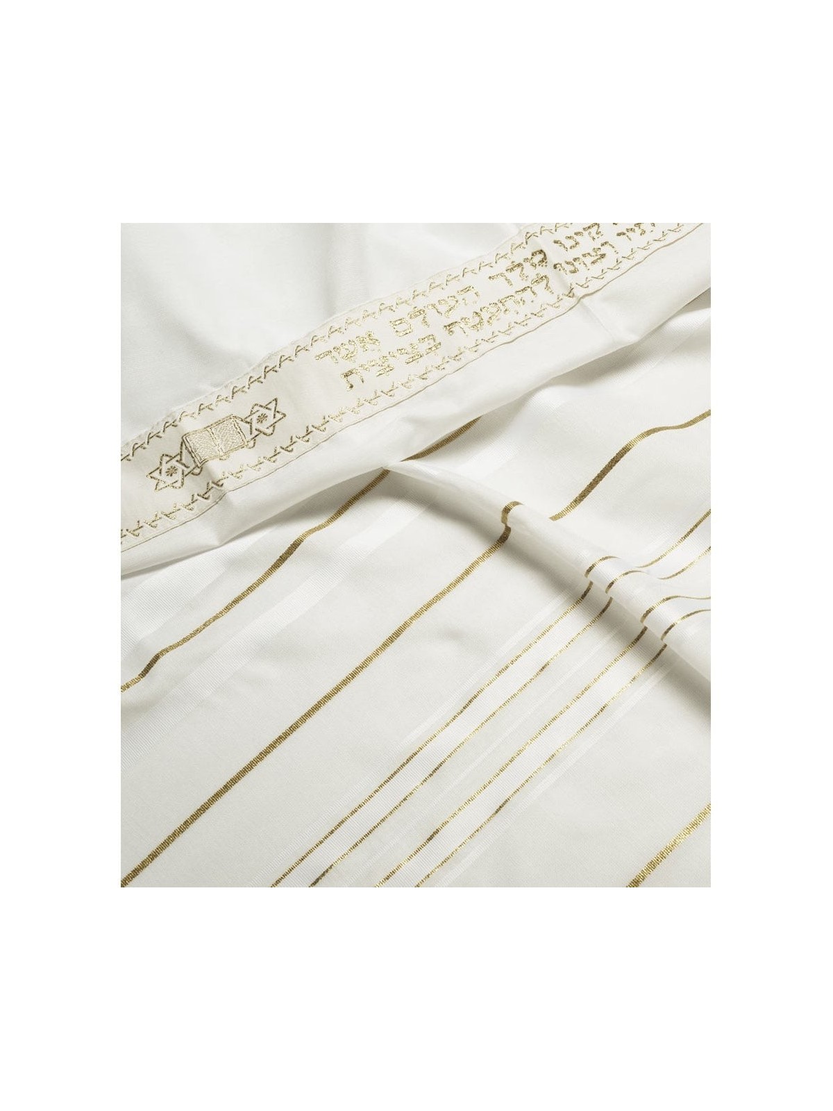 Talitnia Acrylic Tallit (Prayer Shawl) - White and Gold Stripes
