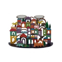 Yair Emanuel Hand Painted Metal Shabbat C... | Candlesticks by Emanuel