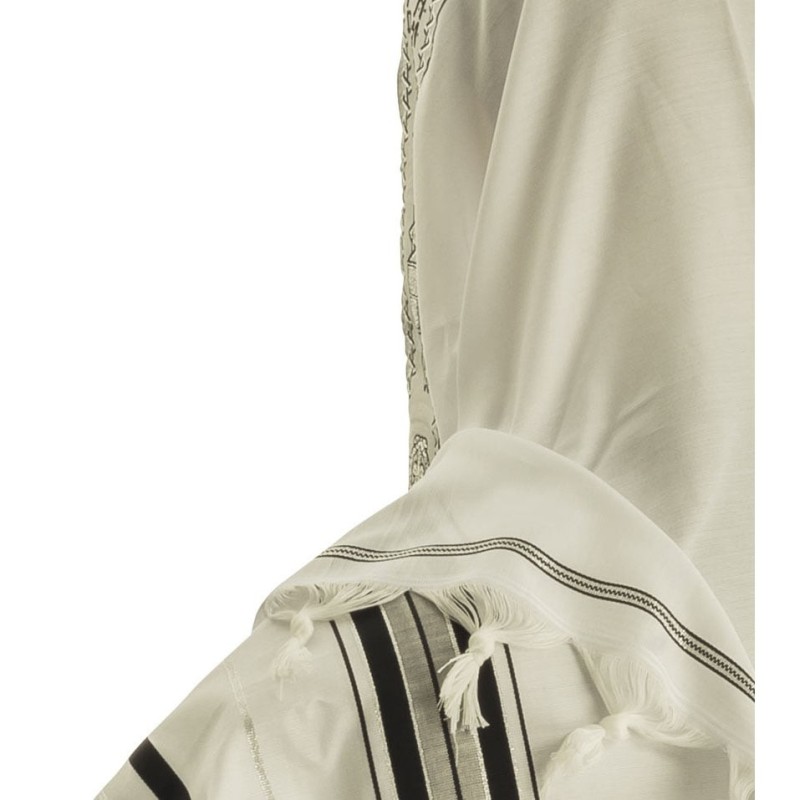Talitnia Acrylic Tallit - Black and Silver