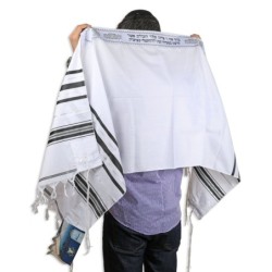 Talitnia Acrylic Tallit - Black and Silver