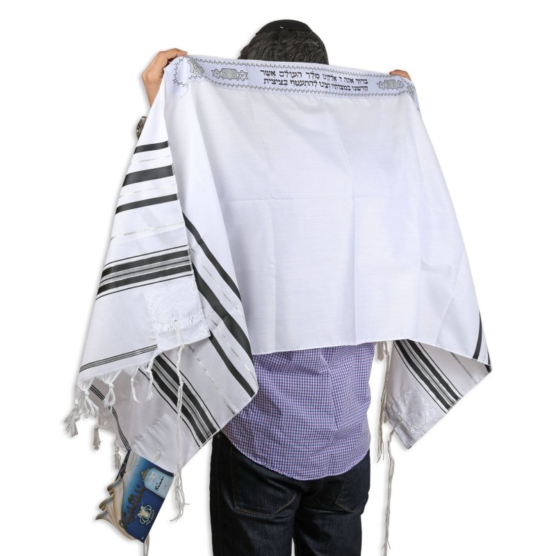 Talitnia Acrylic Tallit - Black and Silver