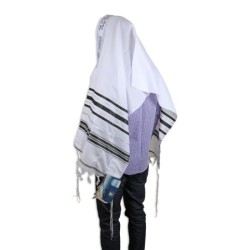 Talitnia Acrylic Tallit - Black and Silver