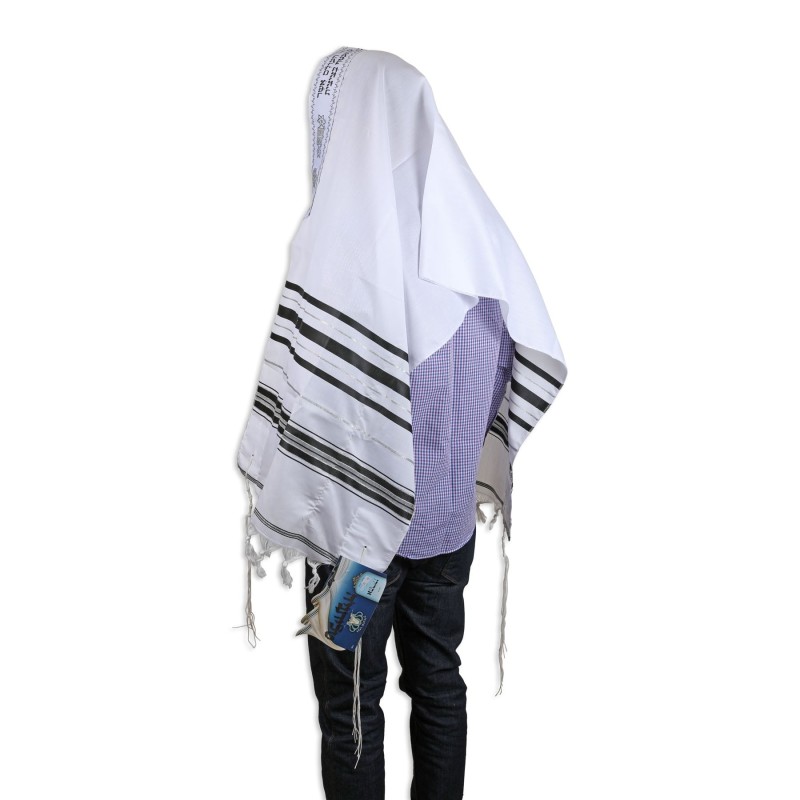 Talitnia Acrylic Tallit - Black and Silver