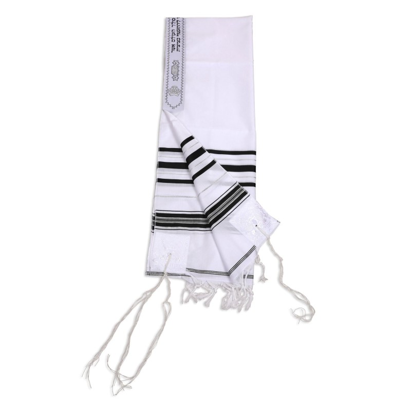 Talitnia Acrylic Tallit - Black and Silver