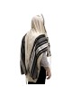 Handwoven Black & Silver Pattern Non-Slip Tallit (Prayer Shawl) Set fr