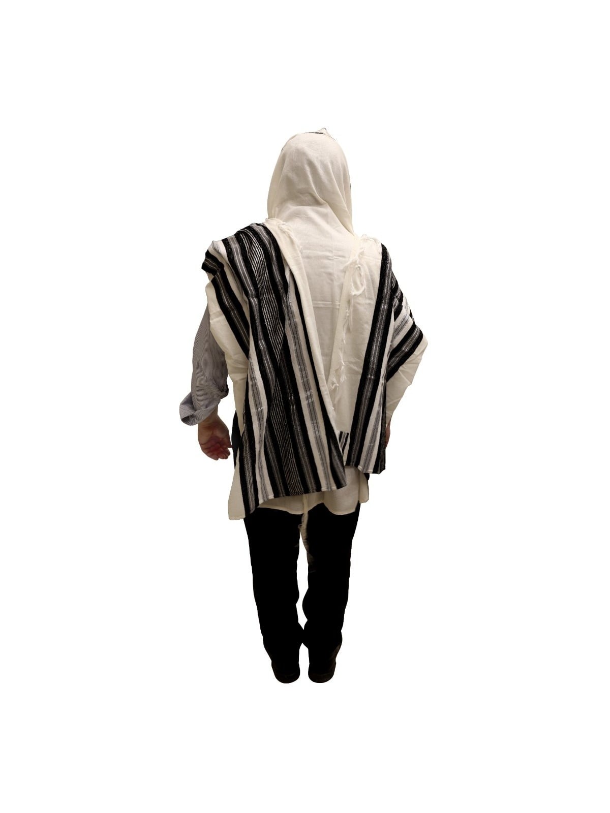 Handwoven Black & Silver Pattern Non-Slip Tallit (Prayer Shawl) Set fr