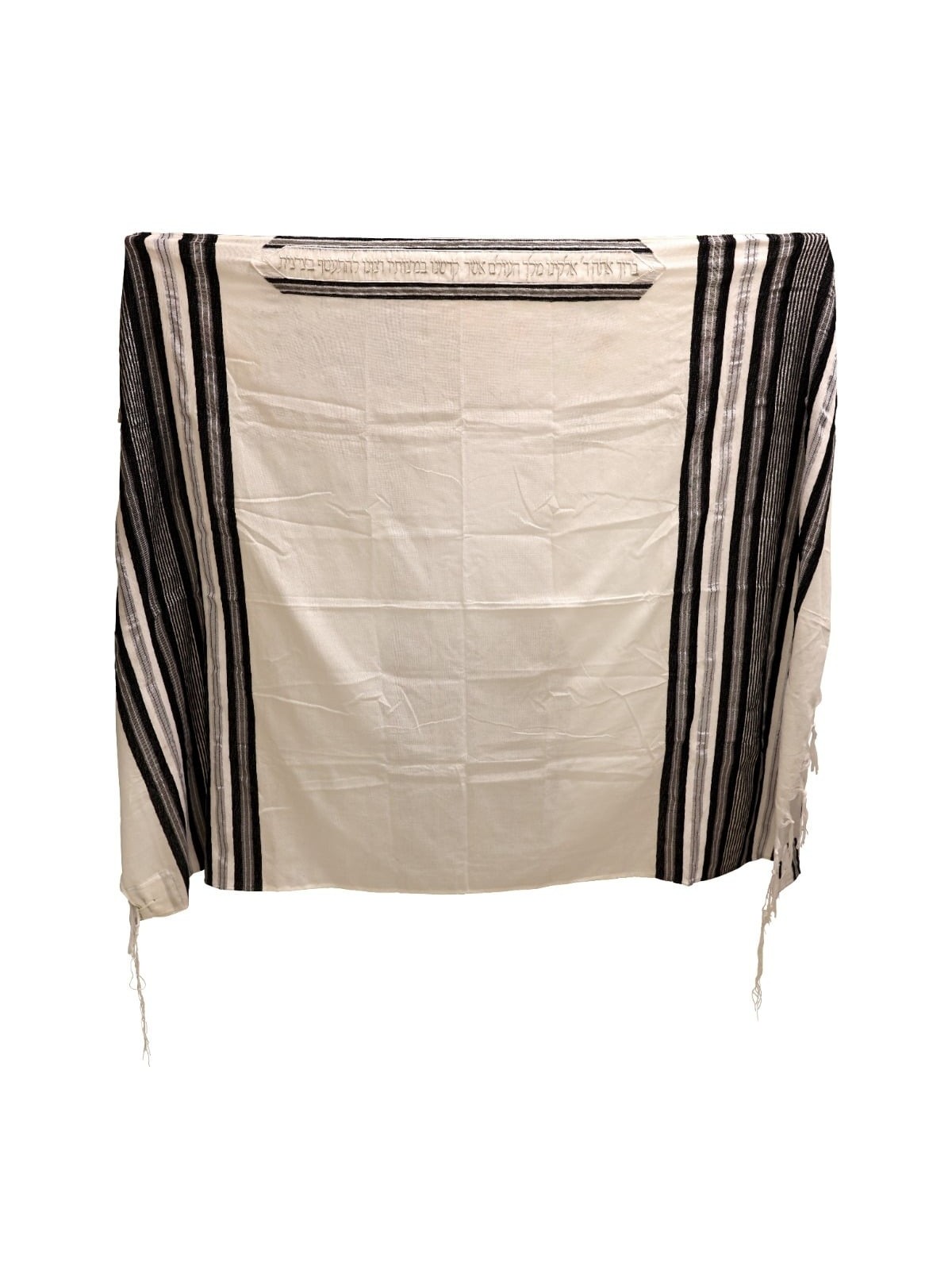 Handwoven Black & Silver Pattern Non-Slip Tallit (Prayer Shawl) Set fr