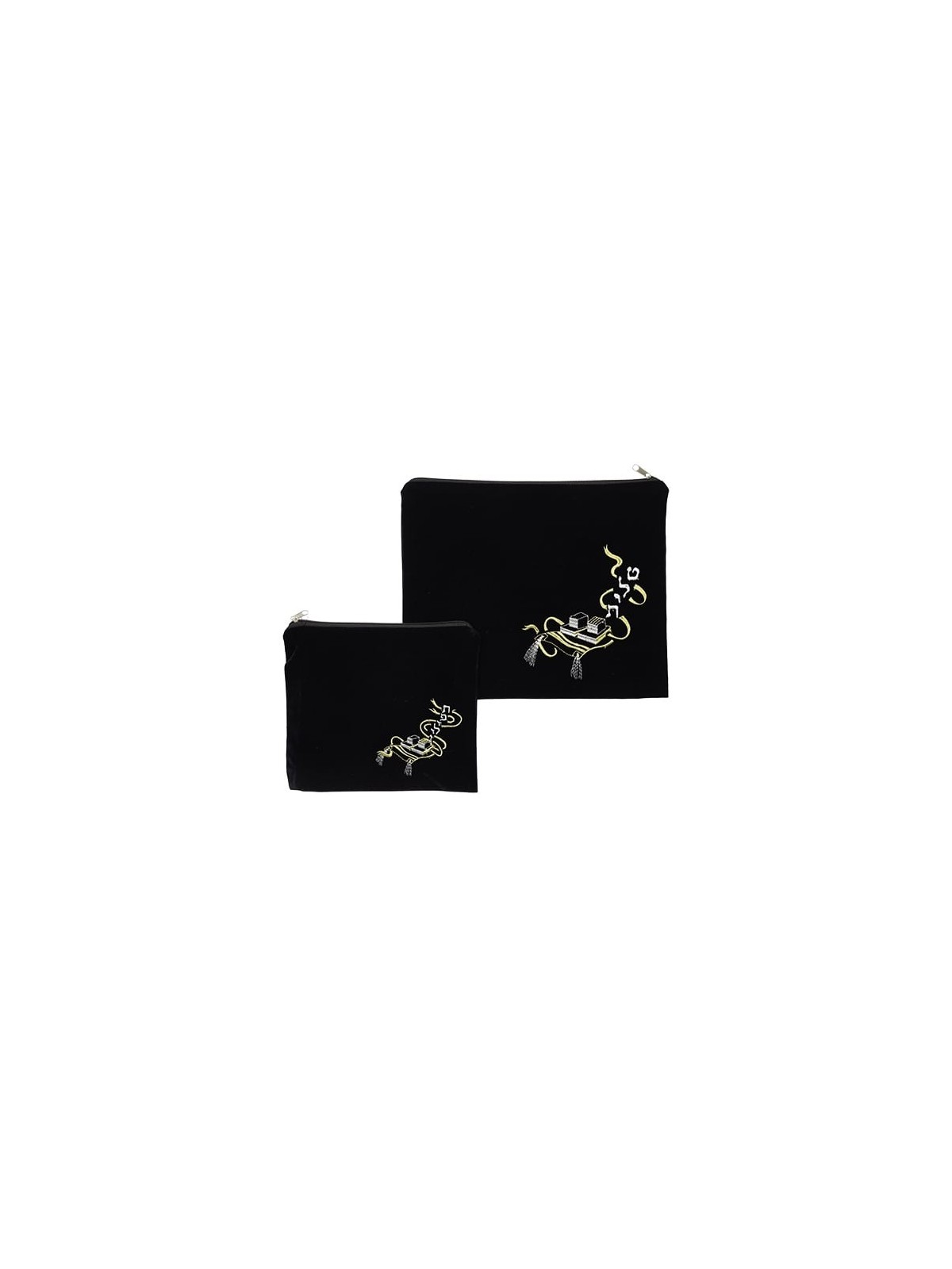 High Quality Velvet Tallit and Tefillin Bag Set With Embroidered Artis