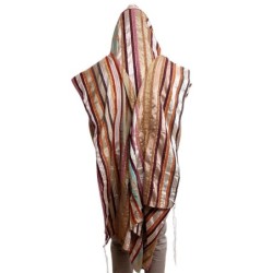 Handwoven Earthy Tone Pattern Tallit (Prayer Shawl) from Rikmat Elimel