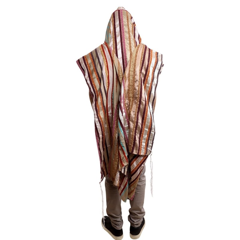 Handwoven Earthy Tone Pattern Tallit (Prayer Shawl) from Rikmat Elimel