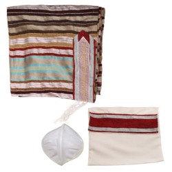 Handwoven Earthy Tone Pattern Tallit (Prayer Shawl) from Rikmat Elimel