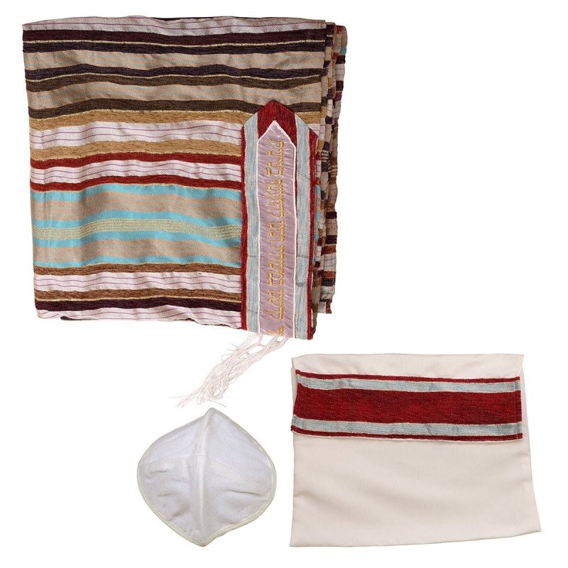Handwoven Earthy Tone Pattern Tallit (Prayer Shawl) from Rikmat Elimel