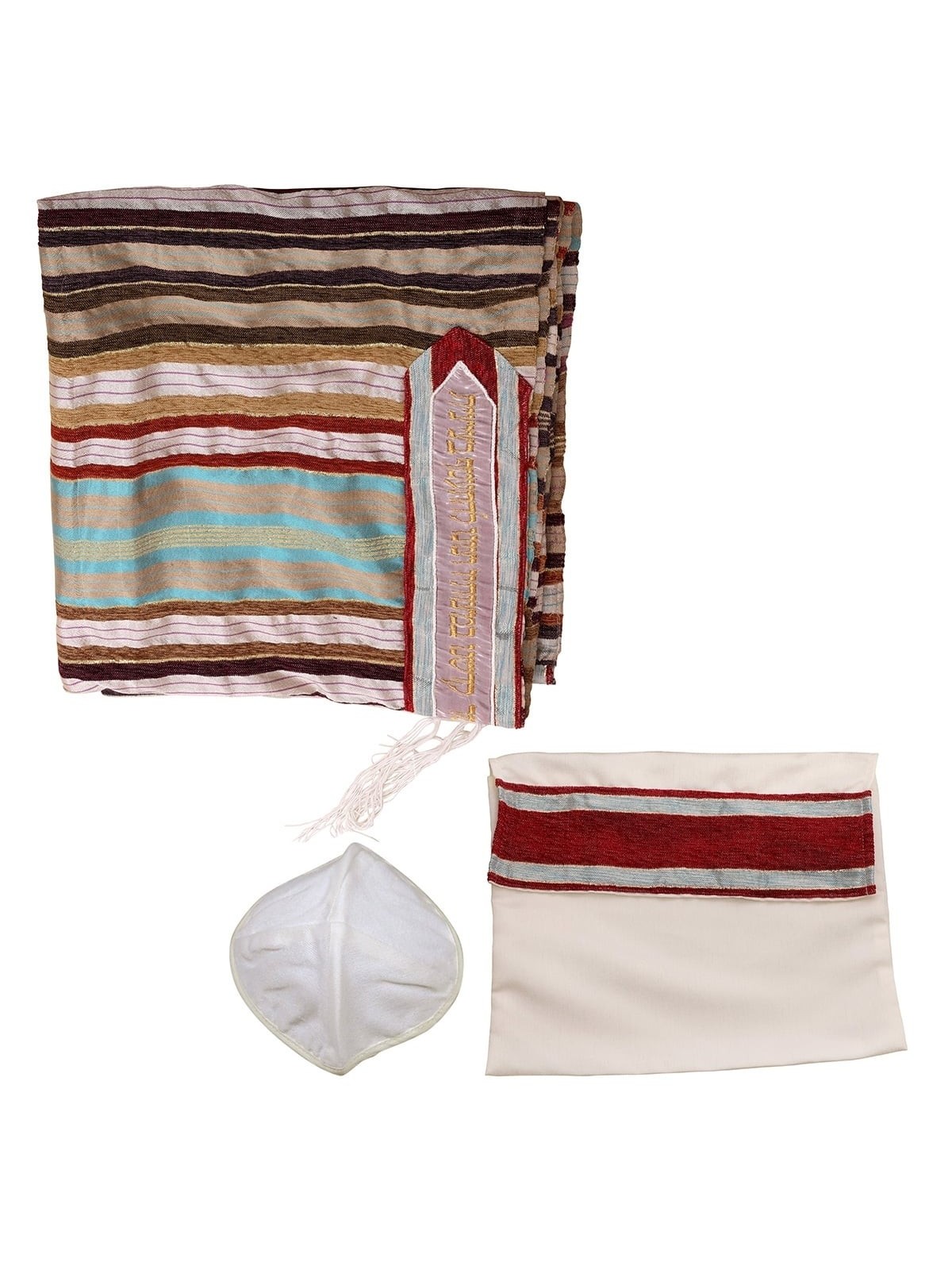 Handwoven Earthy Tone Pattern Tallit (Prayer Shawl) from Rikmat Elimel