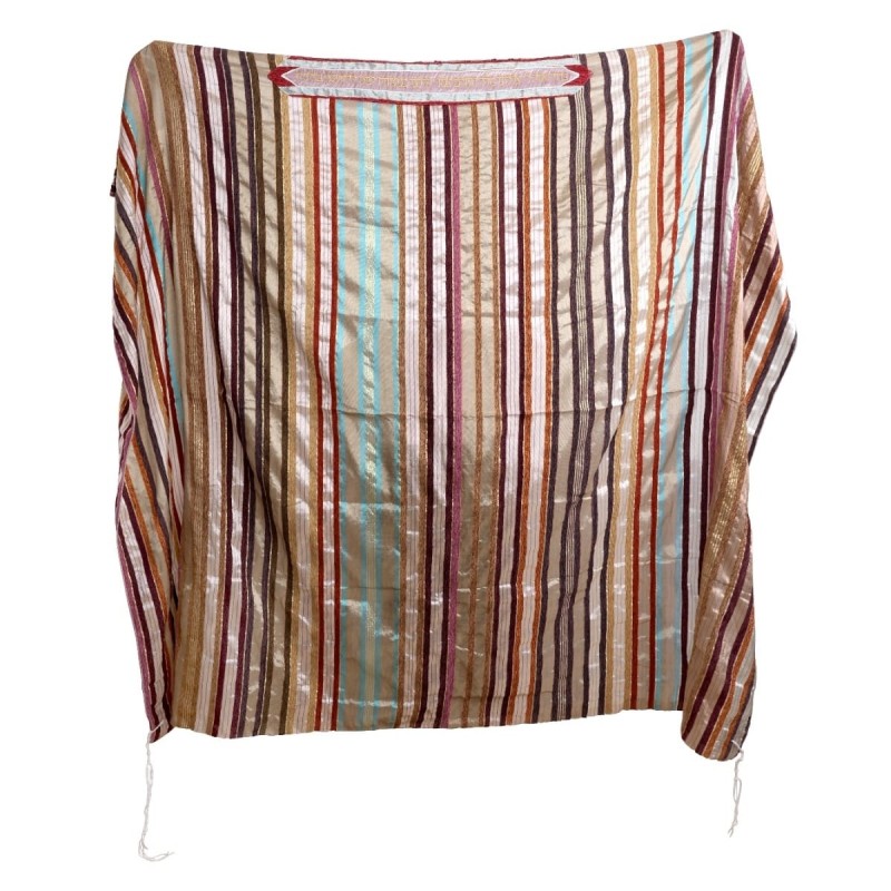 Handwoven Earthy Tone Pattern Tallit (Prayer Shawl) from Rikmat Elimel