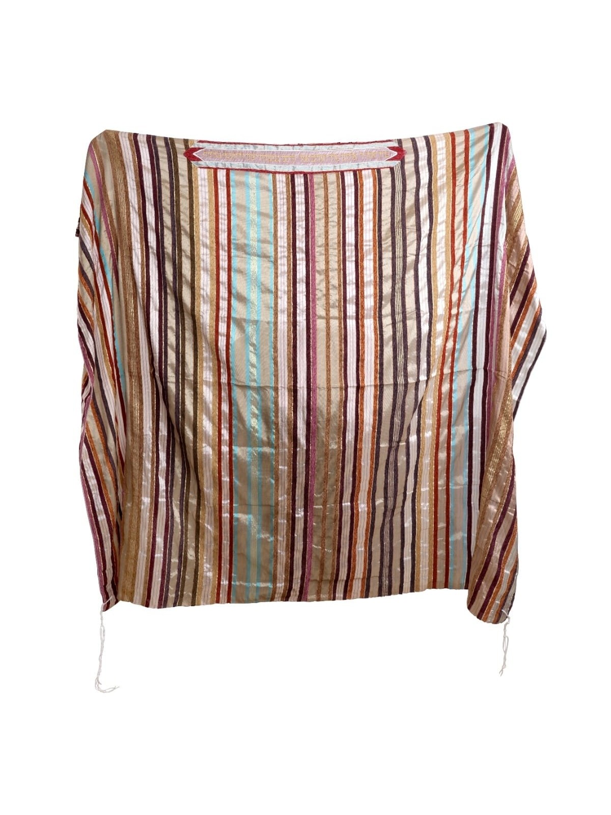 Handwoven Earthy Tone Pattern Tallit (Prayer Shawl) from Rikmat Elimel