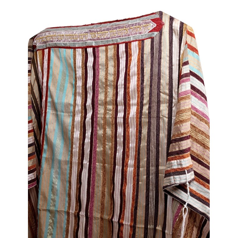 Handwoven Earthy Tone Pattern Tallit (Prayer Shawl) from Rikmat Elimel