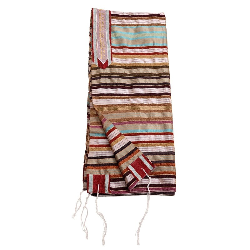 Handwoven Earthy Tone Pattern Tallit (Prayer Shawl) from Rikmat Elimel