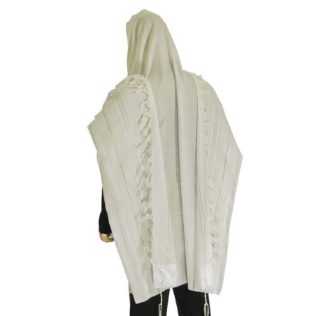 Talitnia Acrylic Tallit - White and Silver