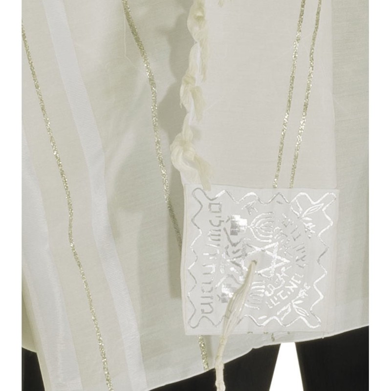 Talitnia Acrylic Tallit - White and Silver