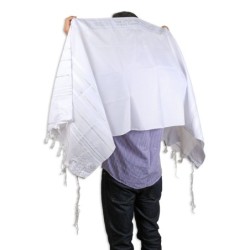 Talitnia Acrylic Tallit - White and Silver