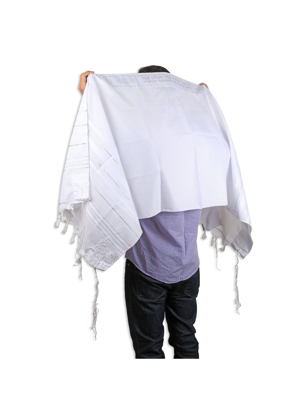 Talitnia Acrylic Tallit - White and Silver