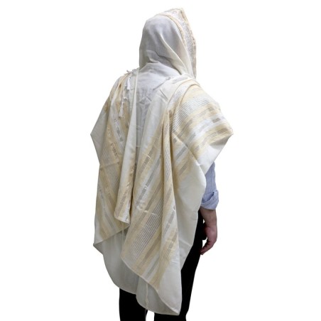 Handwoven Gold Pattern Tallit (Prayer Shawl) Set from Rikmat Elimelech