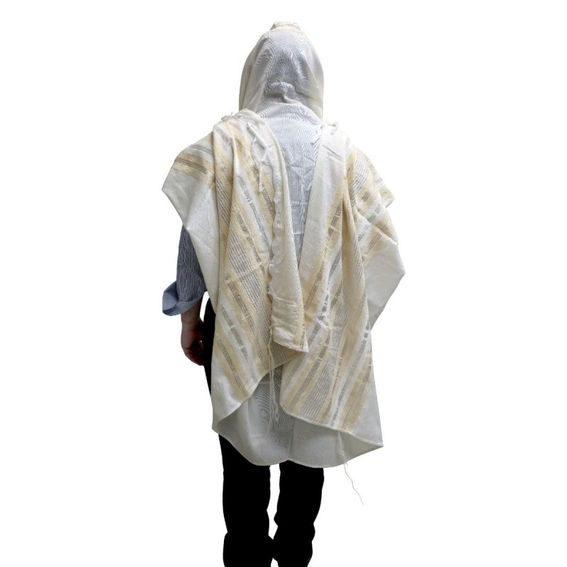 Handwoven Gold Pattern Tallit (Prayer Shawl) Set from Rikmat Elimelech