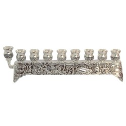 Silver-Plated Hanukkah Bar Menorah with Extended Shamash