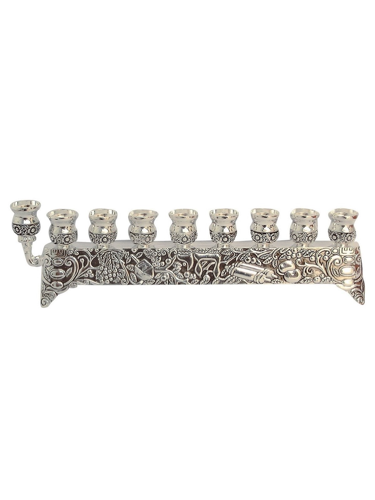 Silver-Plated Hanukkah Bar Menorah with Extended Shamash