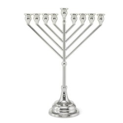 Hazorfim Silver-Plated Chabad Oil Hanukkah Menorah
