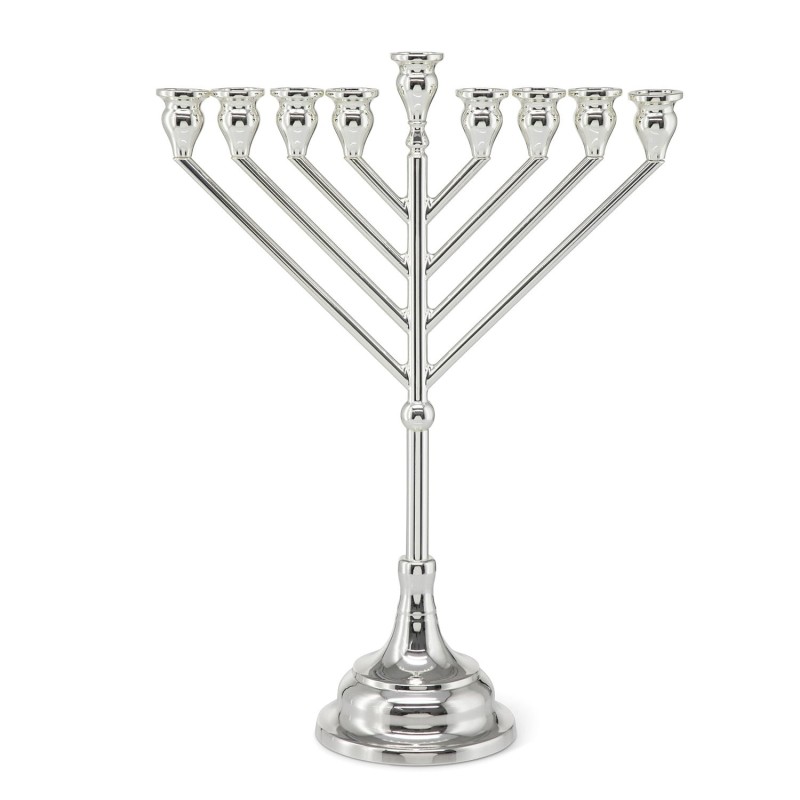 Hazorfim Silver-Plated Chabad Oil Hanukkah Menorah