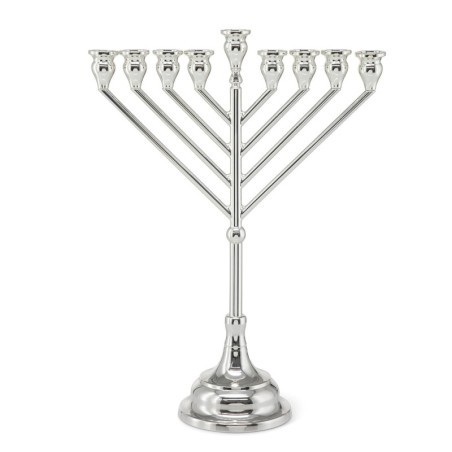 Hazorfim Silver-Plated Chabad Oil Hanukkah Menorah