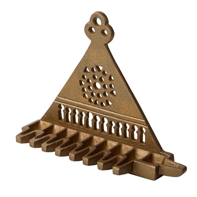 Triangular Hanukkah Menorah. Replica. South Europe 14th Century (Bronz