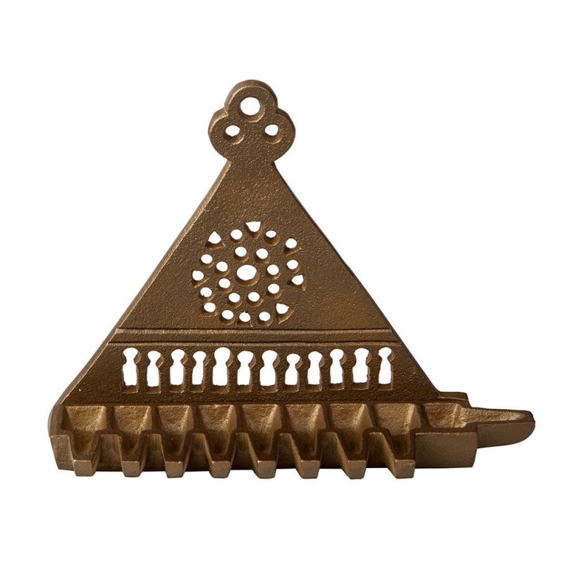 Triangular Hanukkah Menorah. Replica. South Europe 14th Century (Bronz