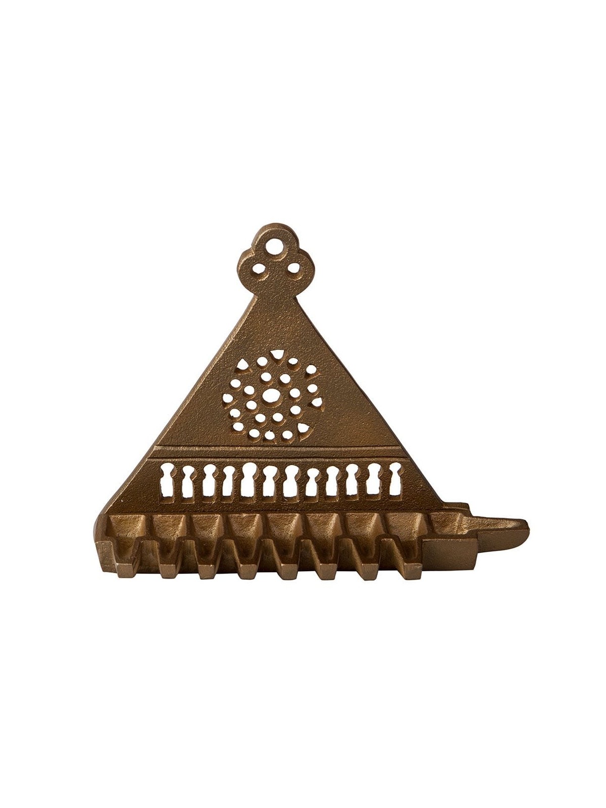 Triangular Hanukkah Menorah. Replica. South Europe 14th Century (Bronz