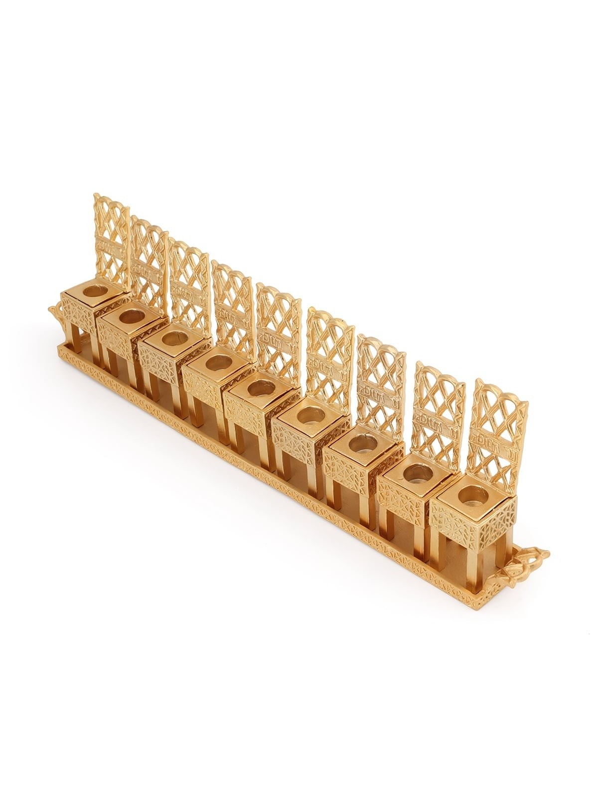 Israel Museum Brass Little Chairs Hanukkah Menorah - 19th - 20th Centu