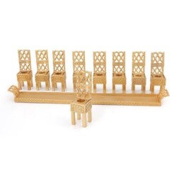 Israel Museum Brass Little Chairs Hanukkah Menorah - 19th - 20th Centu
