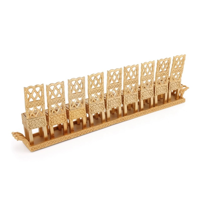 Israel Museum Brass Little Chairs Hanukkah Menorah - 19th - 20th Centu