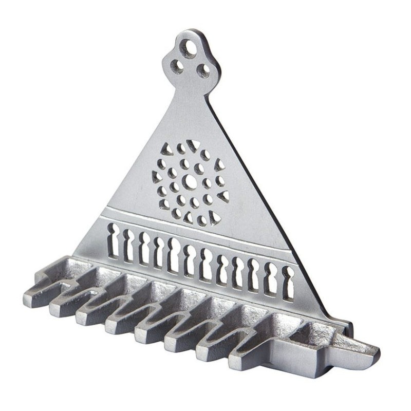 Triangular Hanukkah Menorah. Replica. South Europe 14th Century (Silve