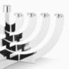 Modern Silver-Plated Oil Hanukkah Menorah with Round Branches by Hazor