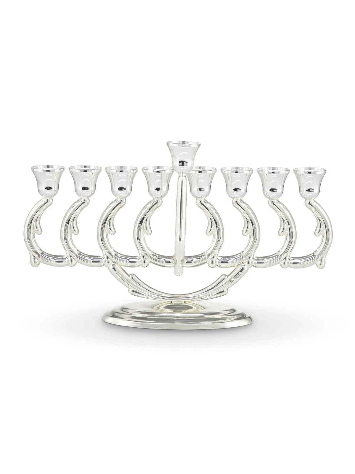 Elegant Silver-Plated Oil Hanukkah Menorah by Hazorfim