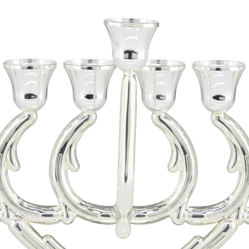 Elegant Silver-Plated Oil Hanukkah Menorah by Hazorfim