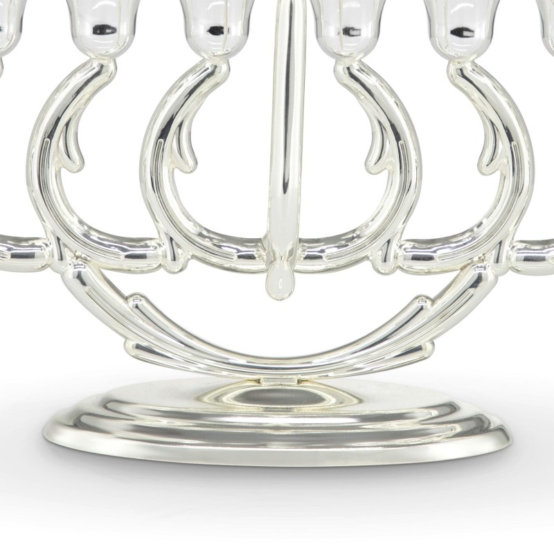 Elegant Silver-Plated Oil Hanukkah Menorah by Hazorfim