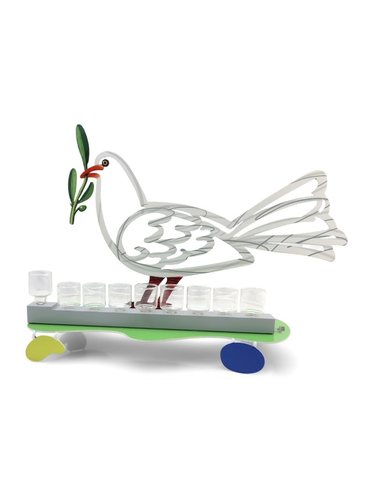 David Gerstein Signed Hanukkah Menorah Sculpture - Dove (Double Sided)