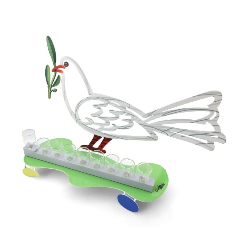 David Gerstein Signed Hanukkah Menorah Sculpture - Dove (Double Sided)