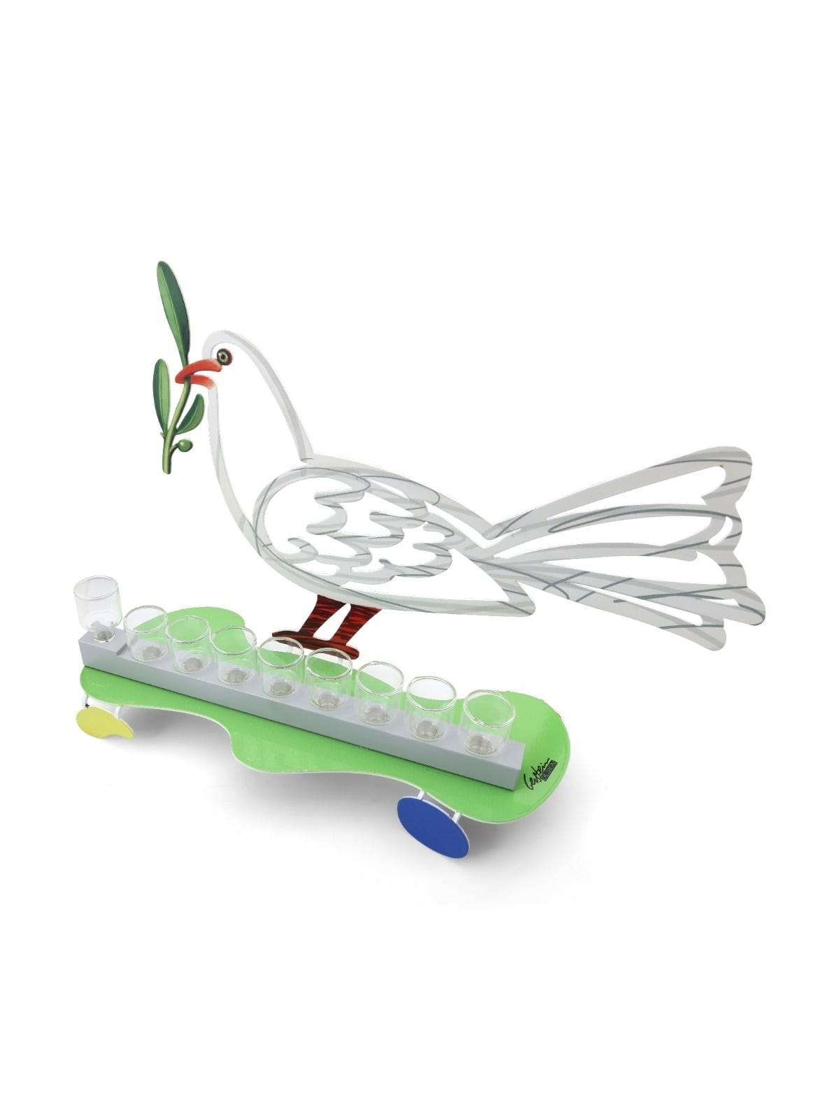 David Gerstein Signed Hanukkah Menorah Sculpture - Dove (Double Sided)