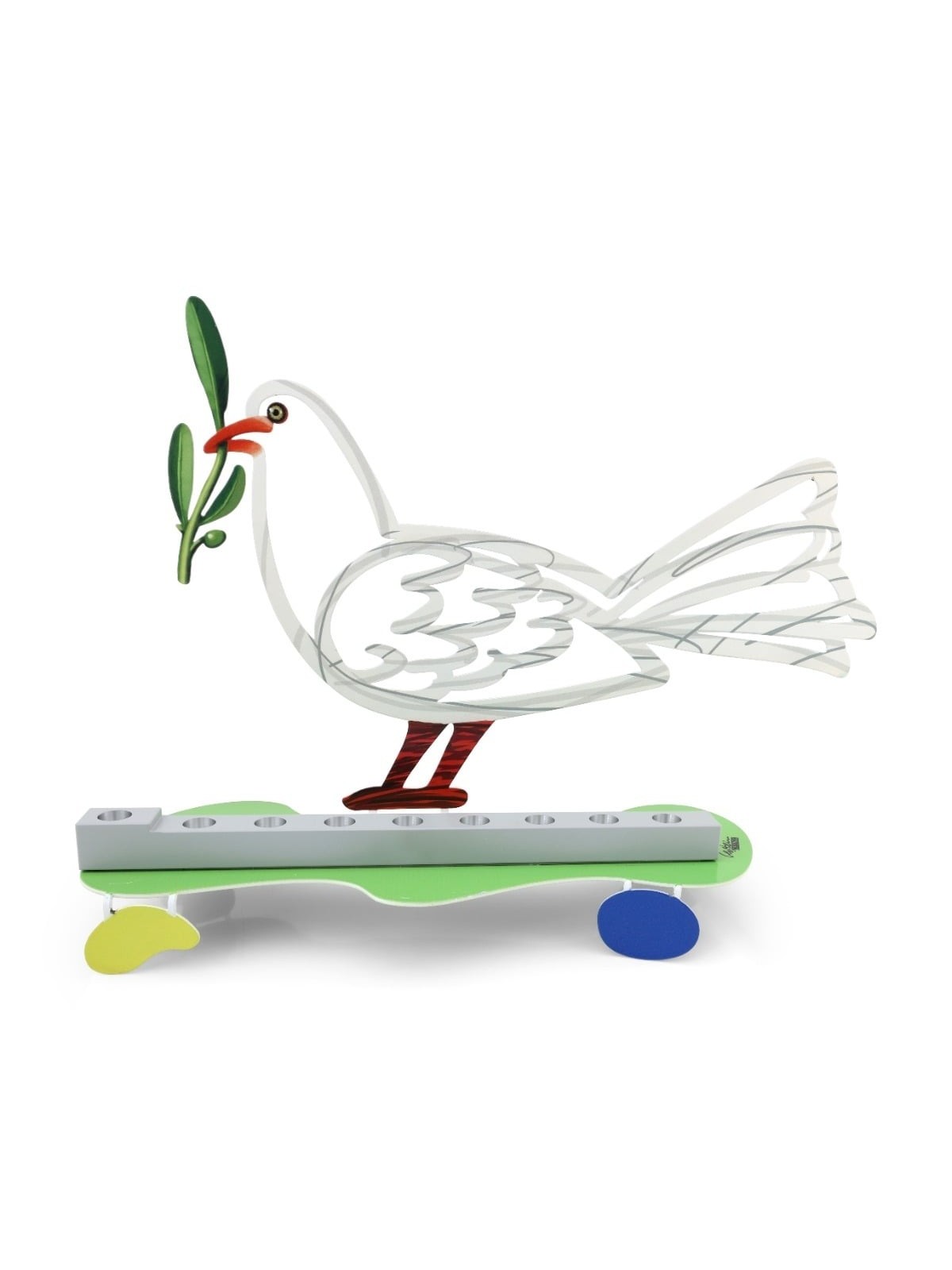 David Gerstein Signed Hanukkah Menorah Sculpture - Dove (Double Sided)